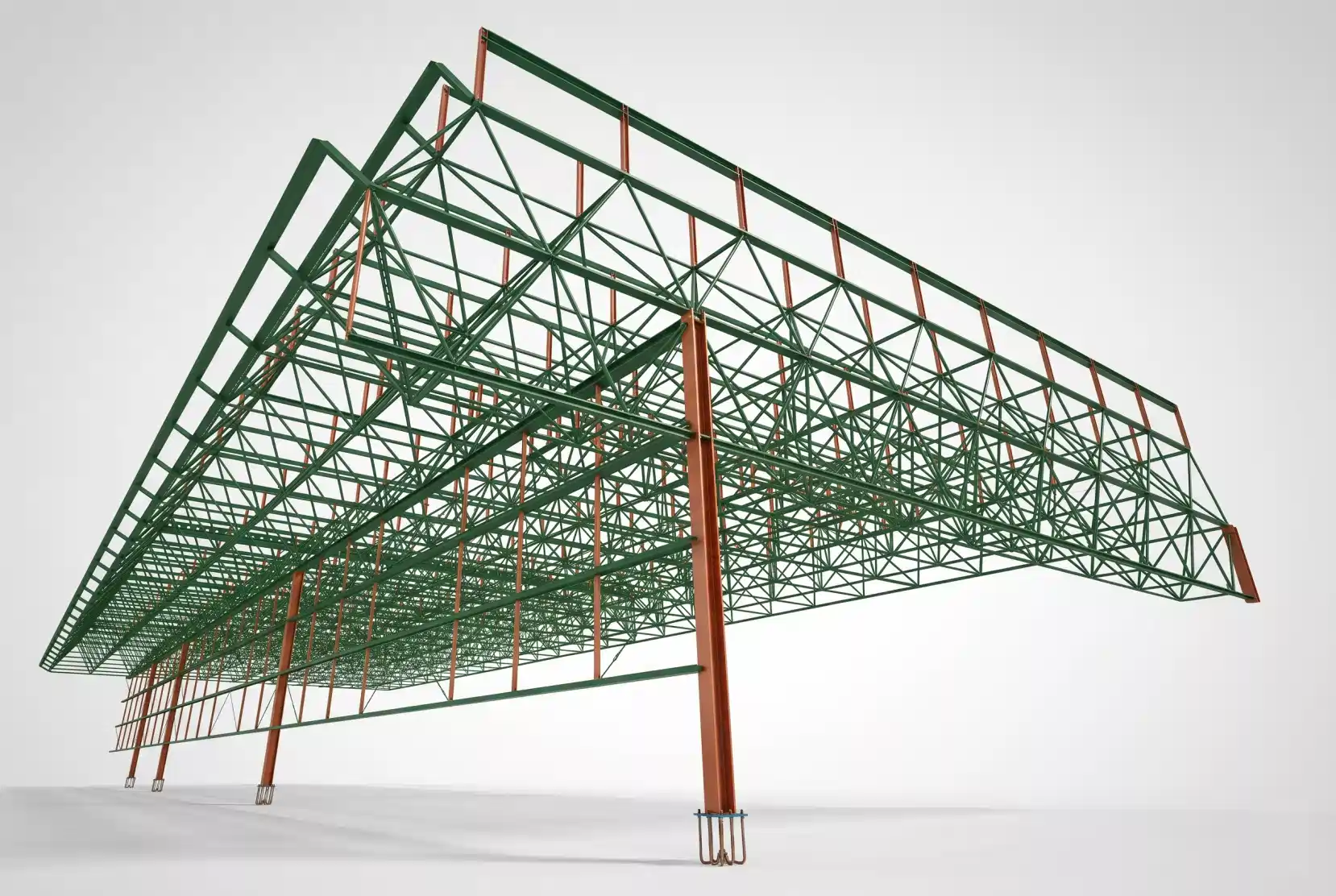 Modelo 3D de estrutura em concreto armado desenvolvido pela OBRAP Engenharia de Estruturas