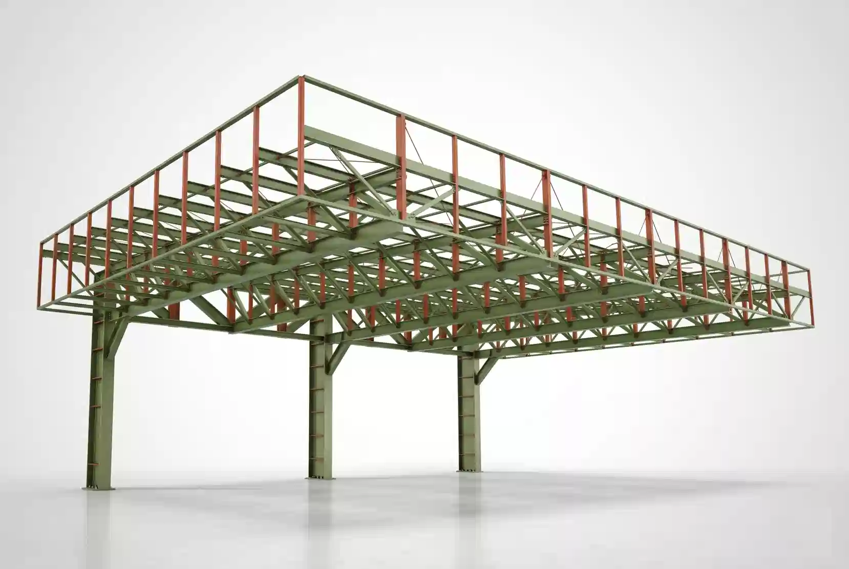 Modelo 3D de estrutura metálica desenvolvido pela OBRAP Engenharia de Estruturas