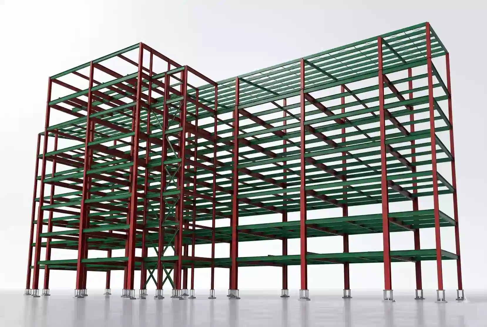Modelo 3D de estrutura metálica desenvolvido pela OBRAP Engenharia de Estruturas