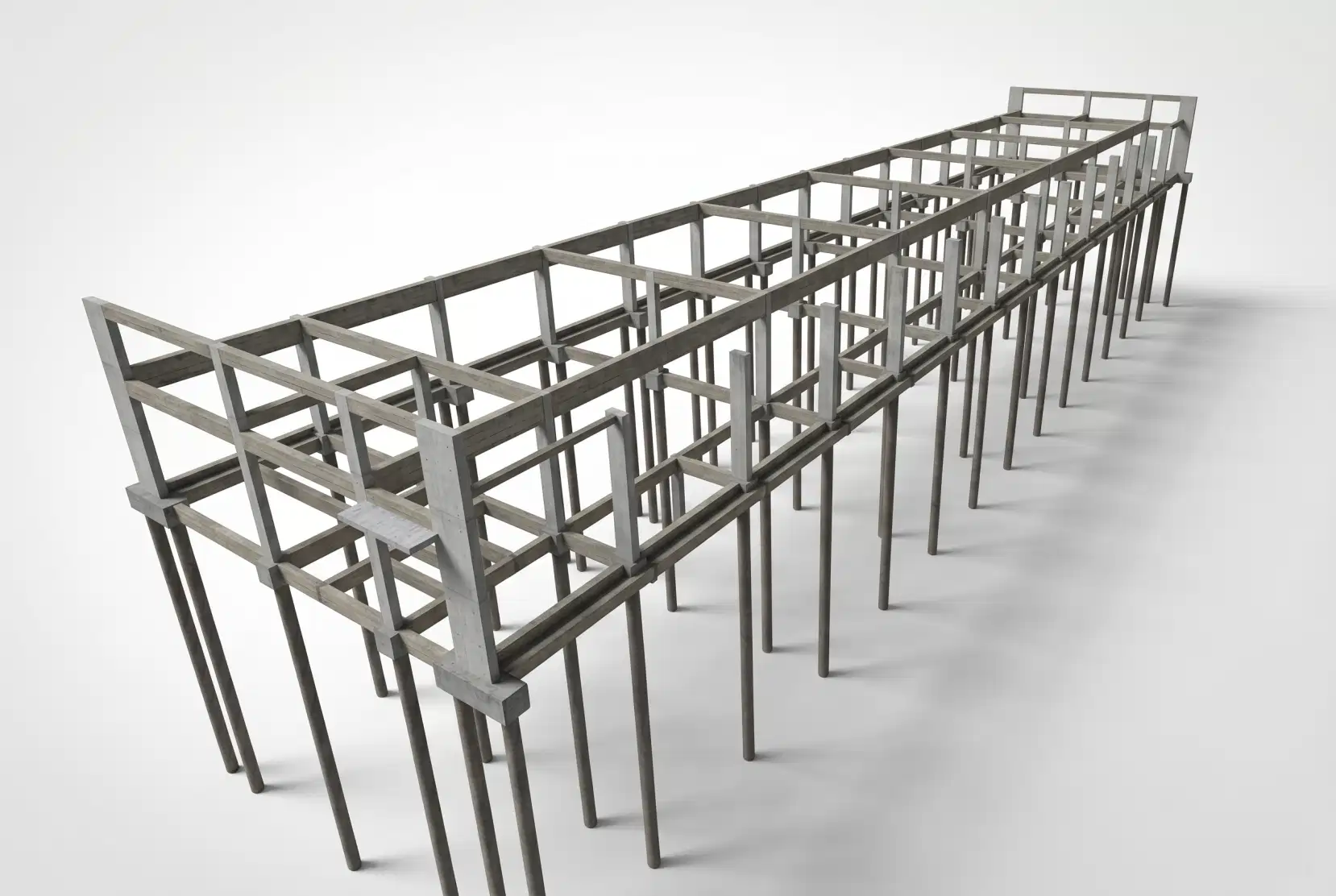 Modelo 3D de estrutura em concreto armado e metálica desenvolvido pela OBRAP Engenharia de Estruturas