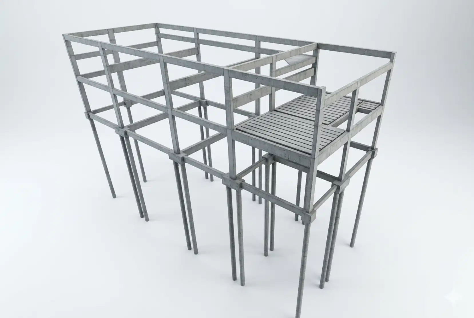 Modelo 3D de estrutura concreto desenvolvido pela OBRAP Engenharia de Estruturas