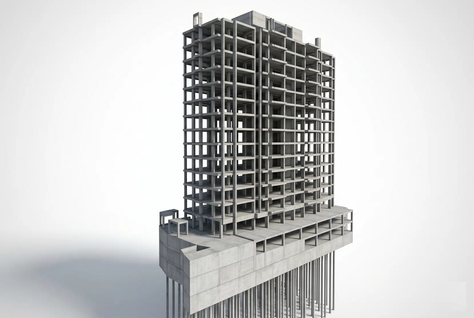 Modelo 3D de estrutura concreto desenvolvido pela OBRAP Engenharia de Estruturas